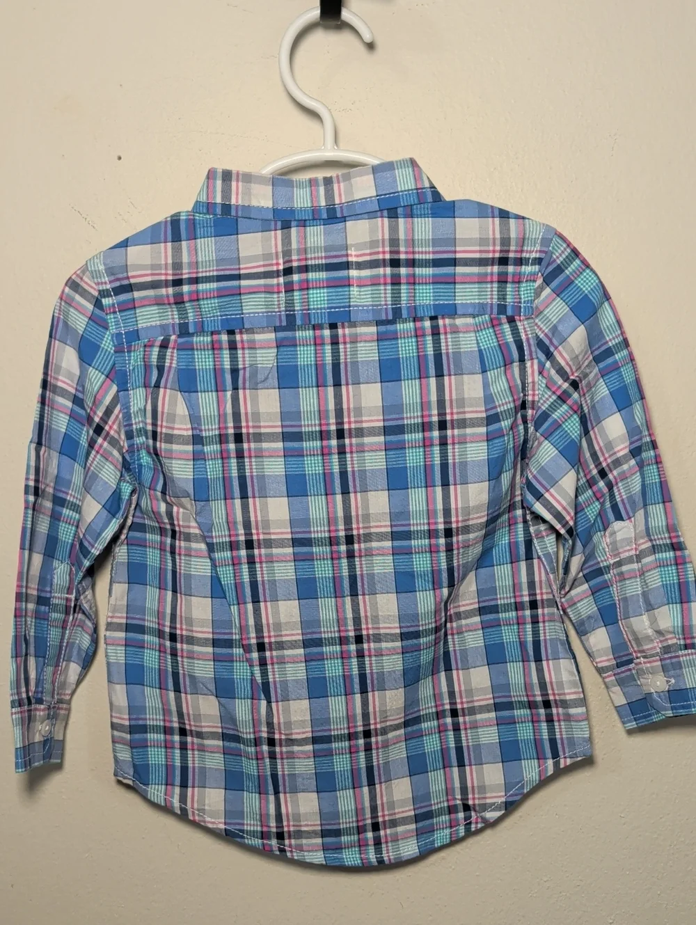 Children's Place Plaid Button Down Shirt Blue White Pink New Boys Size 18-24M